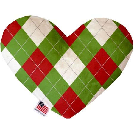 MIRAGE PET PRODUCTS Christmas Argyle Canvas Heart Dog Toy 8 in. 1304-CTYHT8
